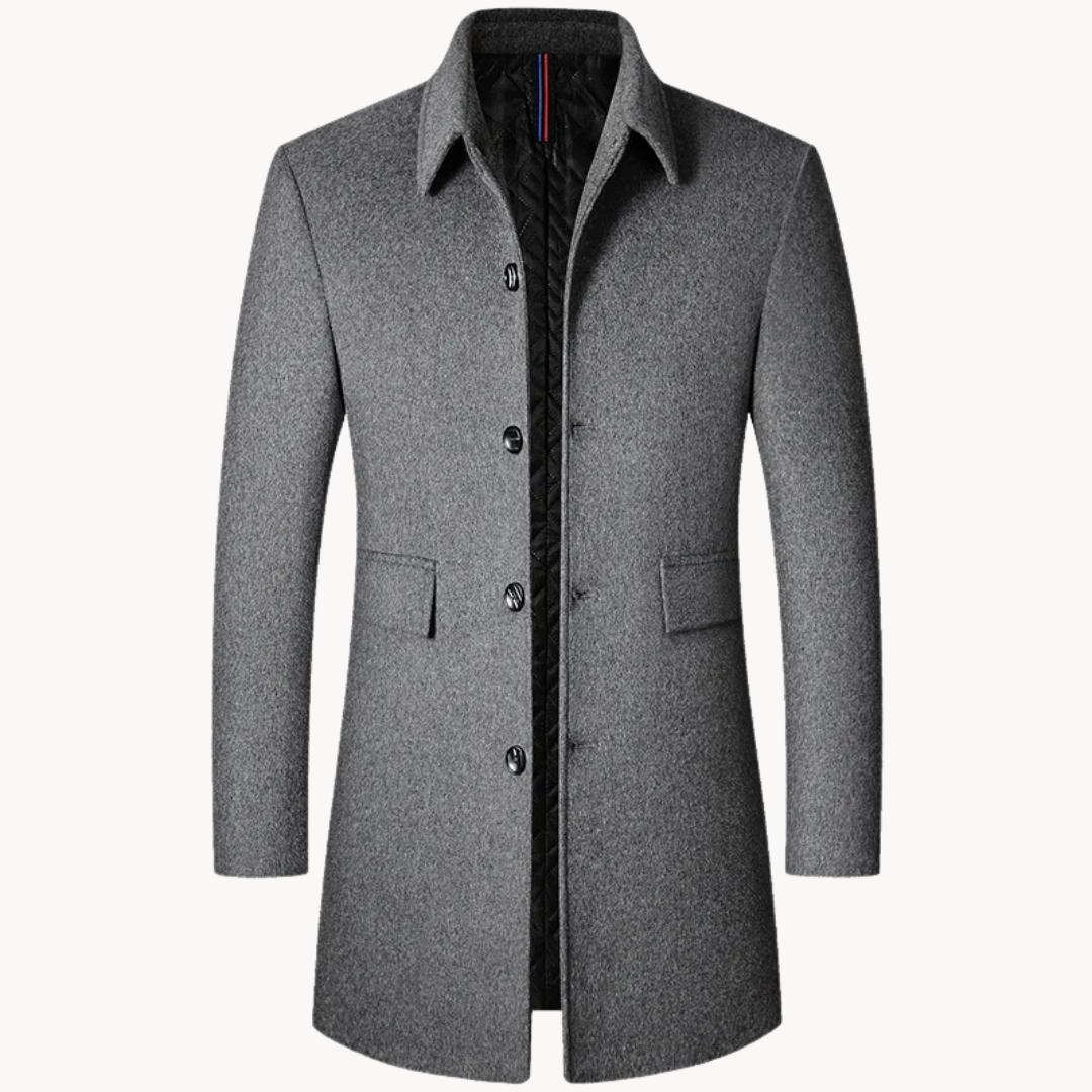 Marcus | Men's Wool Coat | Black Wool Coat | Wool Trench Coat 0