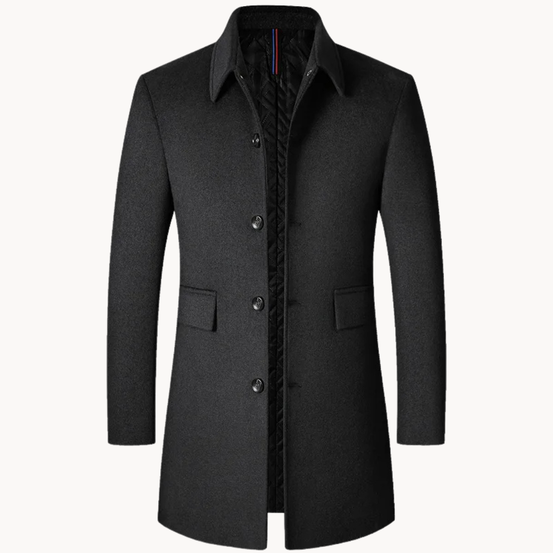 Marcus | Men's Wool Coat | Black Wool Coat | Wool Trench Coat 1
